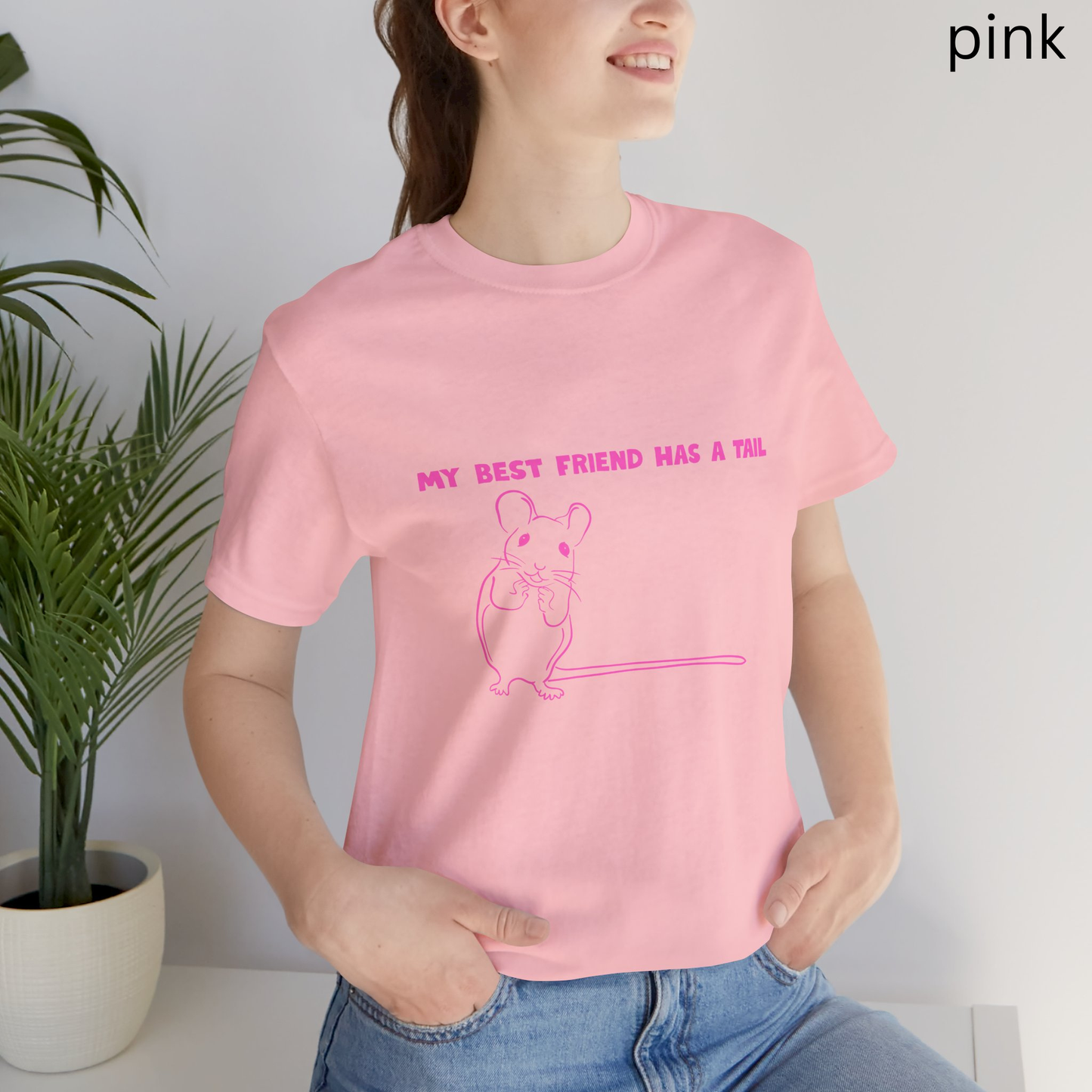 My Best Friend Has a Tail T Shirt - Cute Rat Pet Lover Graphic Tee, Animal Friendship Shirt for Small Pet Owners, Cute Kawaii Mouse Graphic