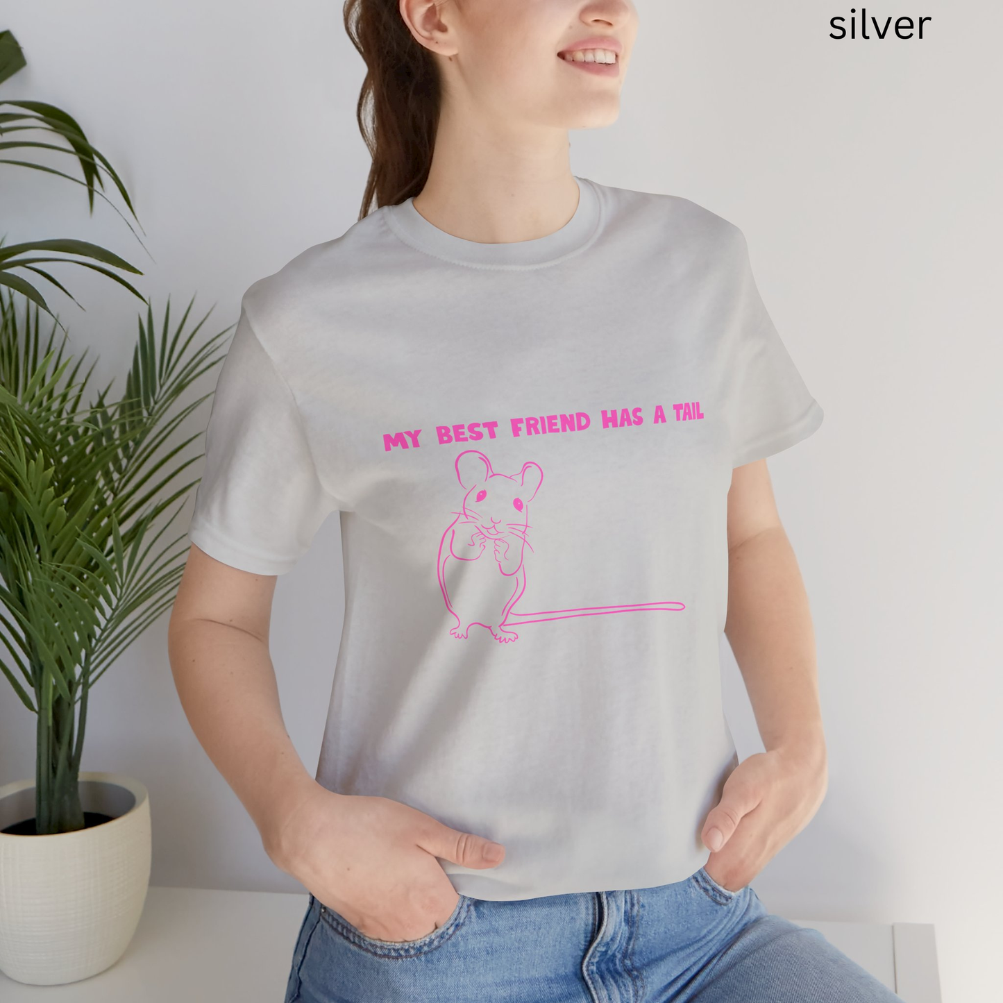 My Best Friend Has a Tail T Shirt - Cute Rat Pet Lover Graphic Tee, Animal Friendship Shirt for Small Pet Owners, Cute Kawaii Mouse Graphic