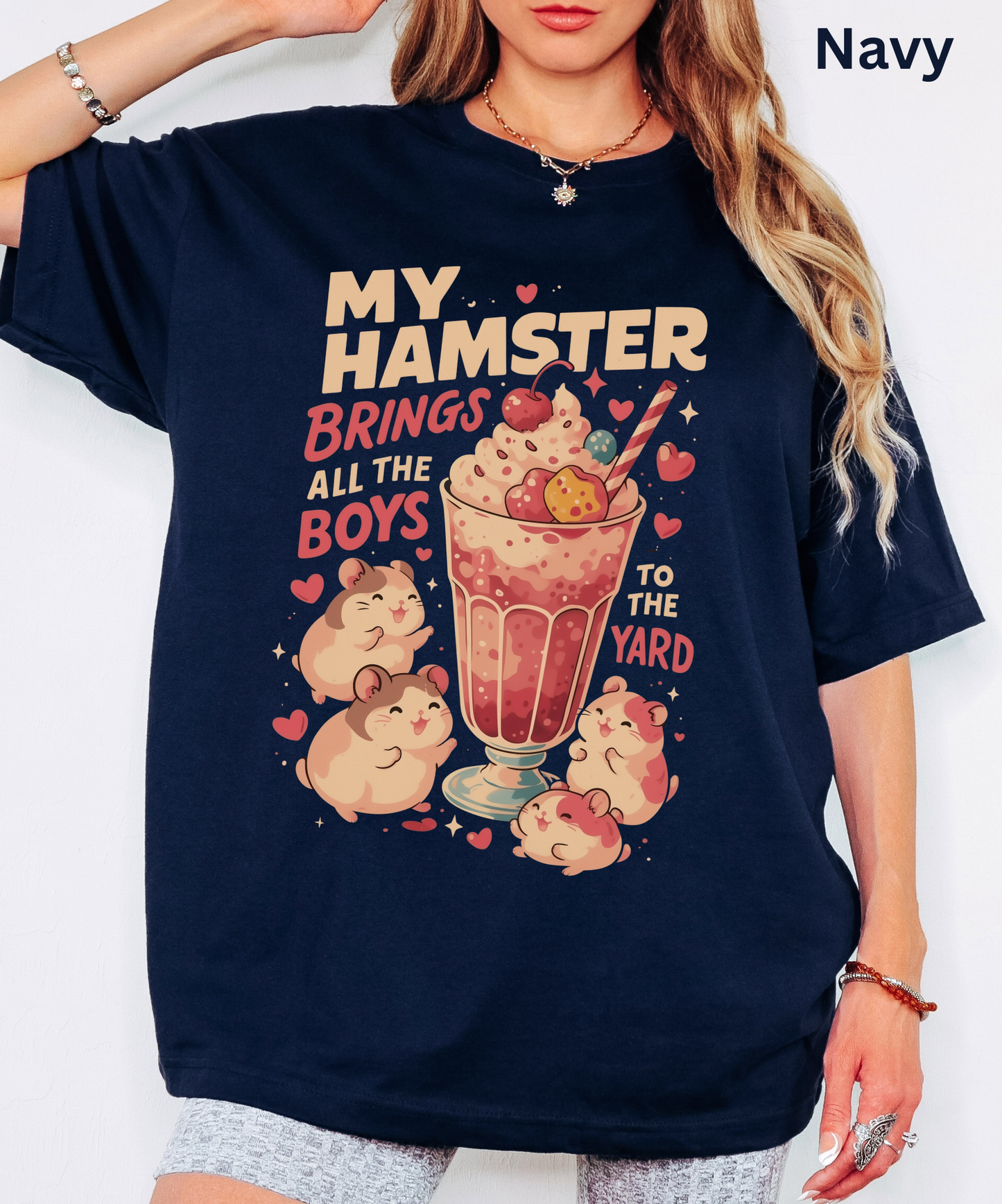 My Hamster Brings All the Boys T Shirt - Milkshake Parody Graphic Tee, Kawaii Pet Lover Gift, Quirky Rodent Apparel, Cute Animal Top