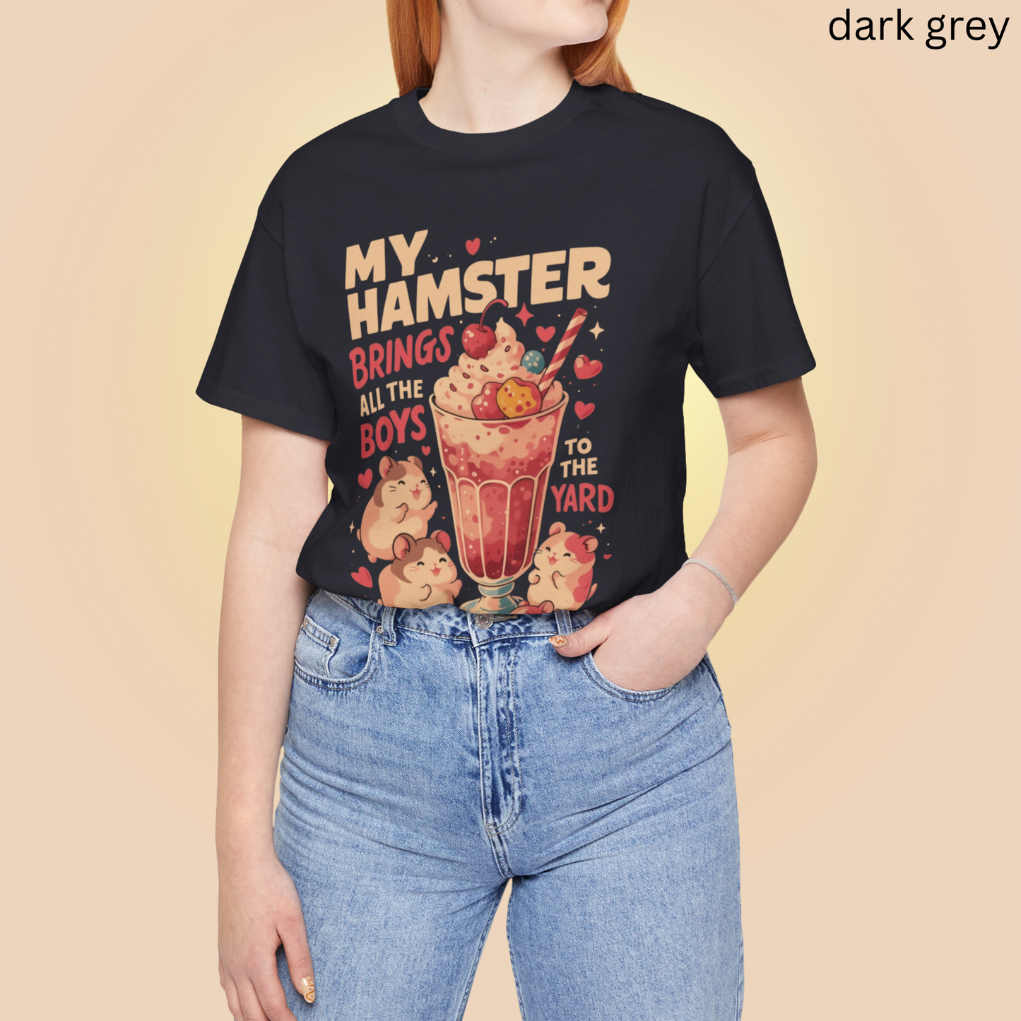 My Hamster Brings All the Boys T Shirt - Milkshake Parody Graphic Tee, Kawaii Pet Lover Gift, Quirky Rodent Apparel, Cute Animal Top