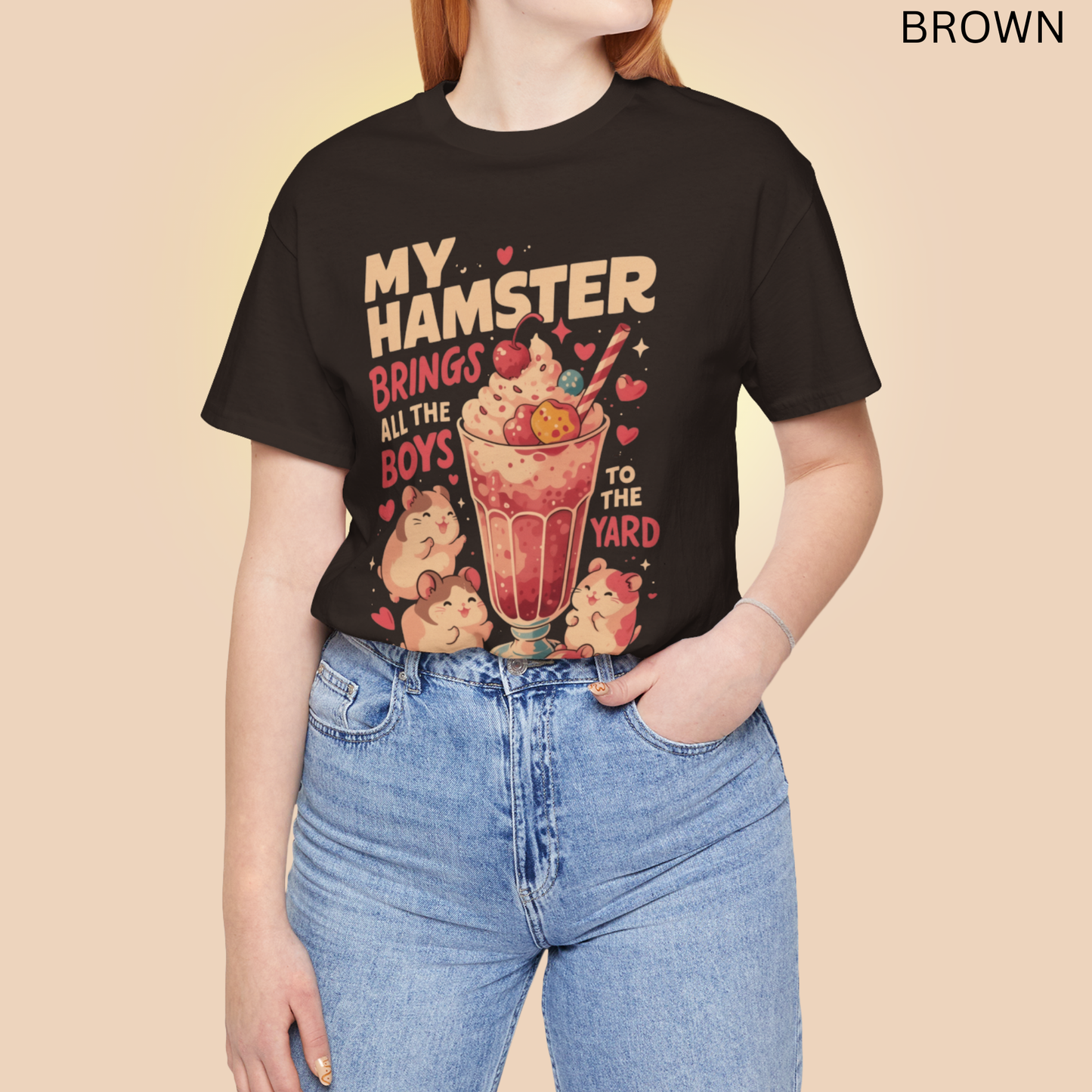 My Hamster Brings All the Boys T Shirt - Milkshake Parody Graphic Tee, Kawaii Pet Lover Gift, Quirky Rodent Apparel, Cute Animal Top