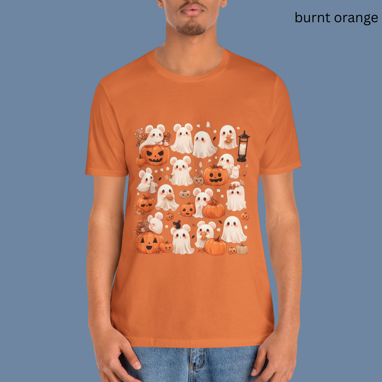 Cute Ghost Mouse Halloween T Shirt - Kawaii Spooky Pumpkin Tee, Creepy Cute Pastel Goth Top, Halloween Party Gift