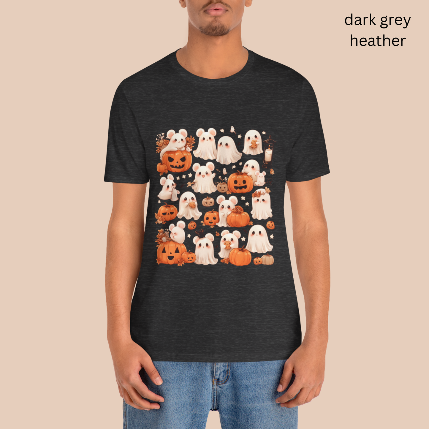 Cute Ghost Mouse Halloween T Shirt - Kawaii Spooky Pumpkin Tee, Creepy Cute Pastel Goth Top, Halloween Party Gift