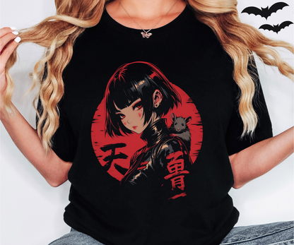 Anime Rat Girl Shirt - Japanese Cyberpunk Streetwear Tee