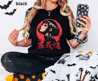 Smoking Anime Girl with Cute Little Mouse - Japanese Streetwear T-Shirt