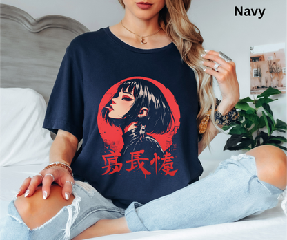 Smoking Anime Girl with Cute Little Mouse - Japanese Streetwear T-Shirt