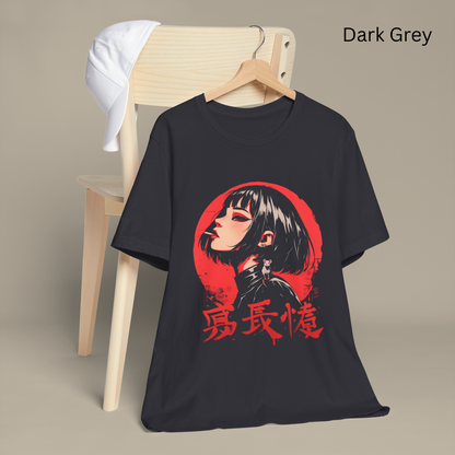 Smoking Anime Girl with Cute Little Mouse - Japanese Streetwear T-Shirt