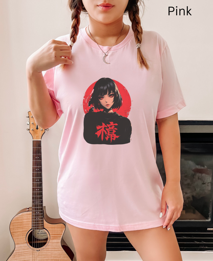 Anime Girl with Little Mouse Shirt - Japanese Streetwear