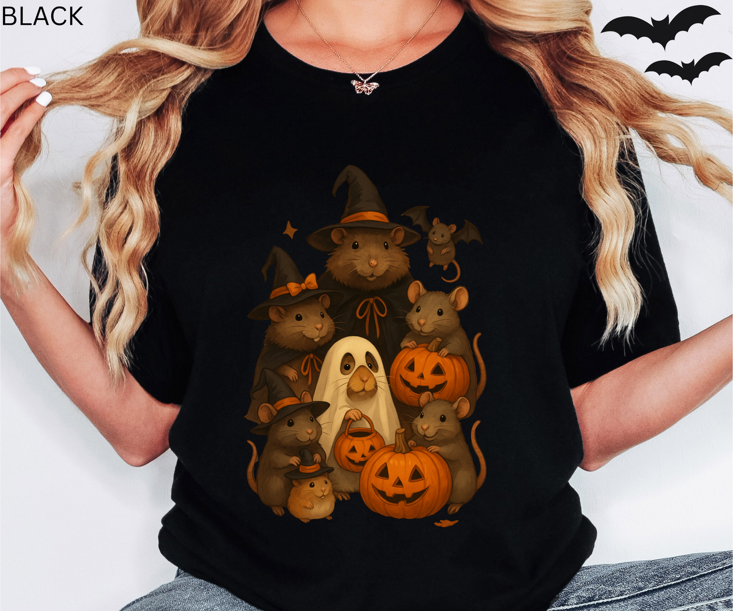 Cute Rat Family Halloween Shirt - Witchy Mice, Pumpkin Design, Funny Spooky Animal Tee for Trick or Treat, Animal lovers gift