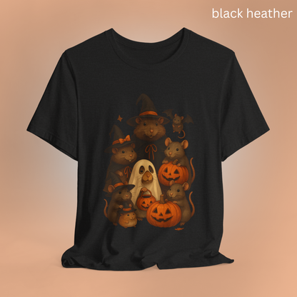 Cute Rat Family Halloween Shirt - Witchy Mice, Pumpkin Design