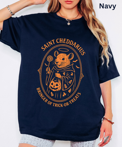 SAINT CHEDDARIUS Bringer of Trick-Or-Treats - Gothic Halloween T Shirt