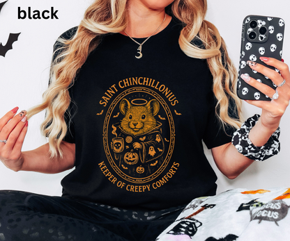 SAINT CHINCHILLONIUS Keeper of Creepy Comforts - Gothic Halloween T Shirt