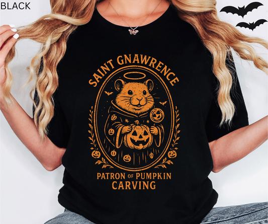SAINT GNAWERNCE Patron of Pumpkin Carving - Gothic Halloween T Shirt