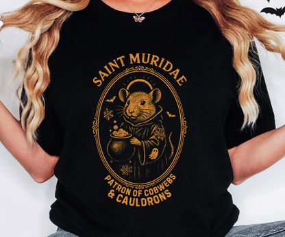 SAINT MURIDAE Patron of Cobwebs & Cauldrons - Gothic Halloween T Shirt
