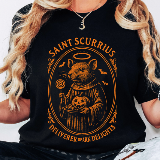SAINT SCURRIUS Deliverer Of Ark Delights - Gothic Halloween T Shirt