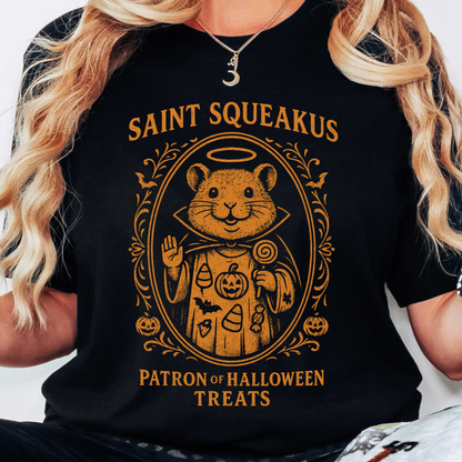 SAINT SQUEAKUS Patron Of Halloween Treats - Gothic Halloween T Shirt