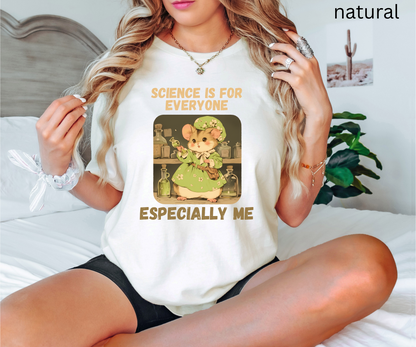 Science Mouse T Shirt - STEM Gift Nerdy Animal Graphic Tee, for Scientist Teacher Student, Lab Humor Clothing