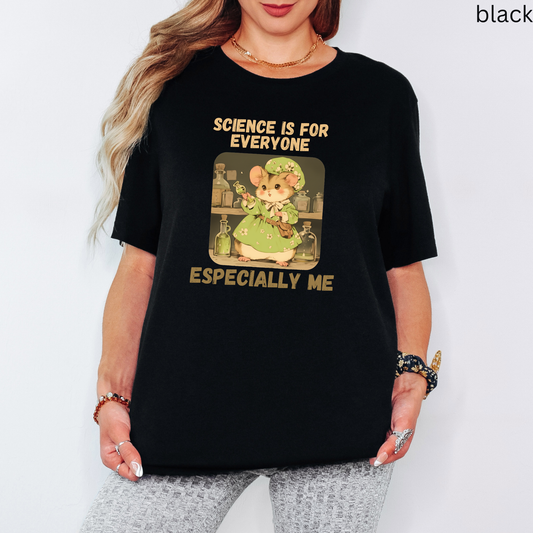 Science Mouse T Shirt - STEM Gift Nerdy Animal Graphic Tee, for Scientist Teacher Student, Lab Humor Clothing