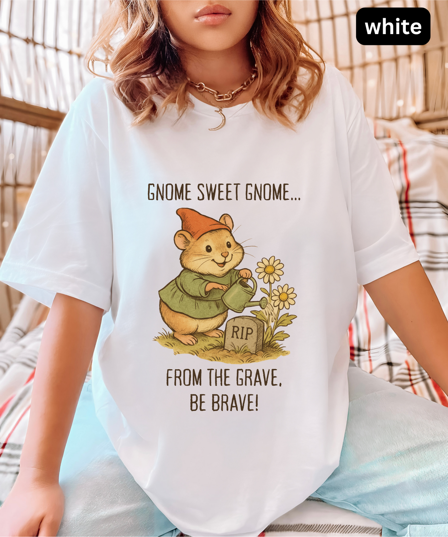 Gnome Sweet Gnome Shirt - Funny Hamster Halloween T-Shirt, Cute Creepy Tee, Spooky Animal Lovers, Top Dark Humor Graphic Gift, morbid humor