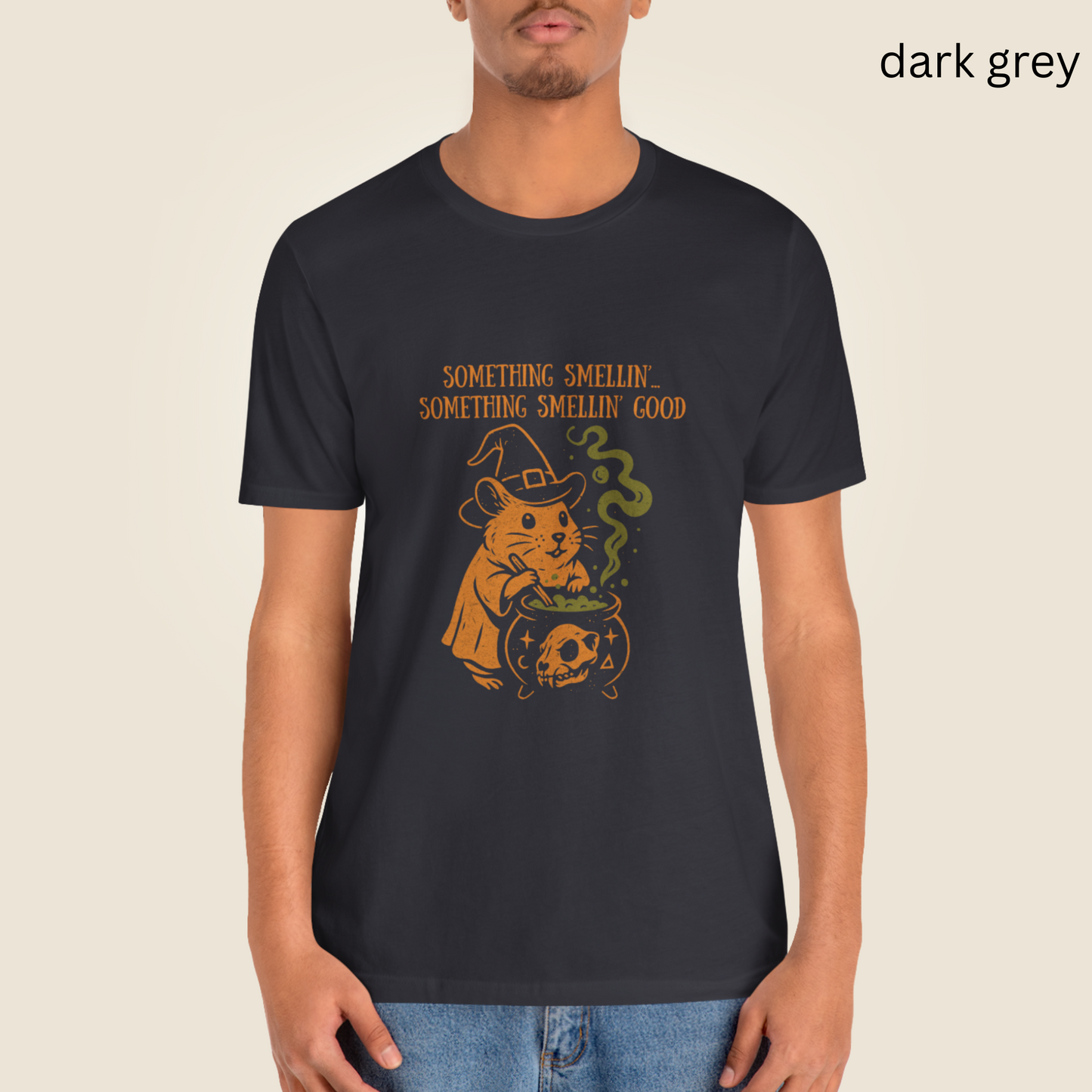 Funny Halloween T Shirt - Something Smelling, Creepy Cute Witch Hamster Tee, Dark Humor Spooky Top, Cauldron Parody Gift, Spooky Season