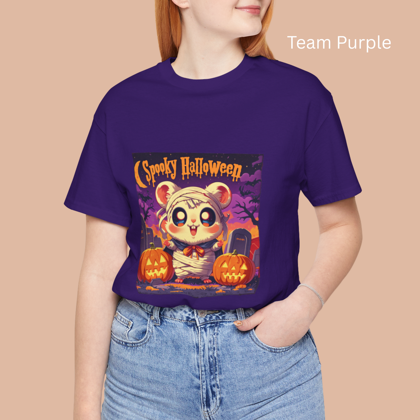 Cute Mummy Hamster Shirt - Spooky Halloween T-Shirt, Kawaii Pet Lover Tee, Pumpkin Graveyard Costume Top, Creepy Cute, Dark Whimsical