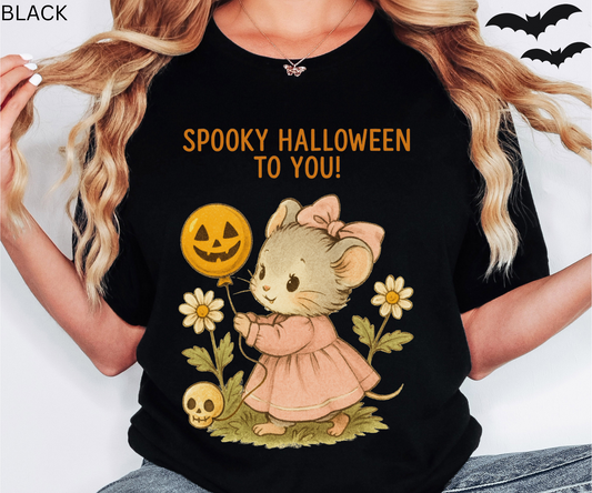 Spooky Halloween Mouse T Shirt - Vintage Graphic Tee, Cute Fall Gift for Animal Lovers, Cottagecore Aesthetic, Retro Holiday Style