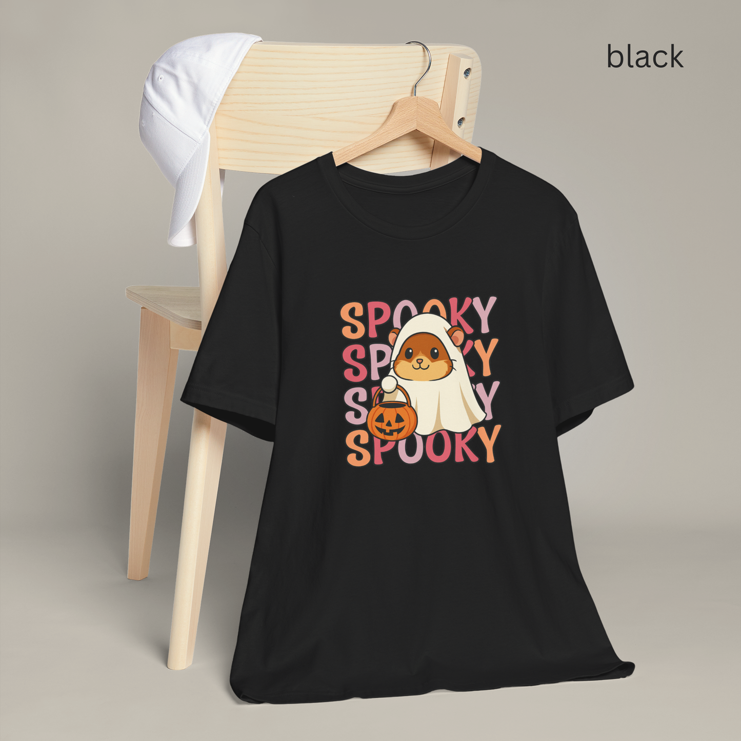 Kawaii Cute Ghost Hamster Halloween T Shirt -  Spooky Season Tee, Funny party Top, Trick or Treat gift, Funny Ghost Hamster Tee