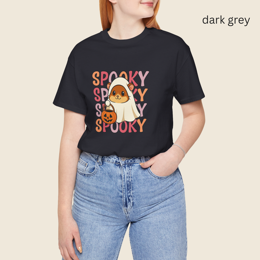 Kawaii Cute Ghost Hamster Halloween T Shirt -  Spooky Season Tee, Funny party Top, Trick or Treat gift, Funny Ghost Hamster Tee