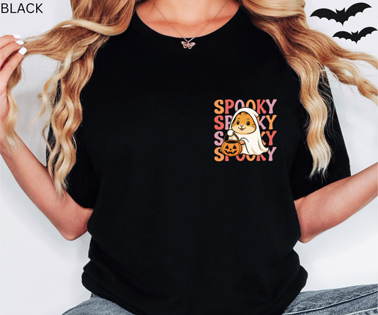 Funny Halloween Pocket size T Shirt design - Spooky Cute Ghost Hamster Tee, Kawaii Spooky Top, Unique Trick or Treat Gift, Funny Creepy