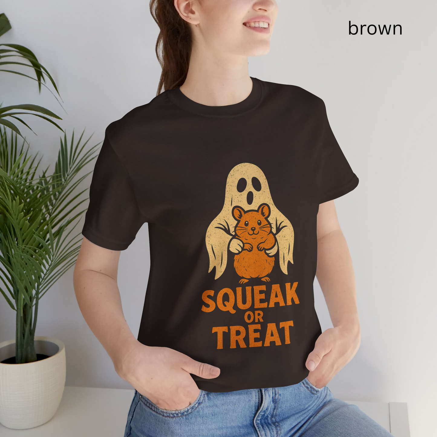 Creepy Cute Halloween T Shirt - Squeak or Treat, Funny Hamster Ghost Tee, Classic Halloween Party Gift, Retro design, Spooky season