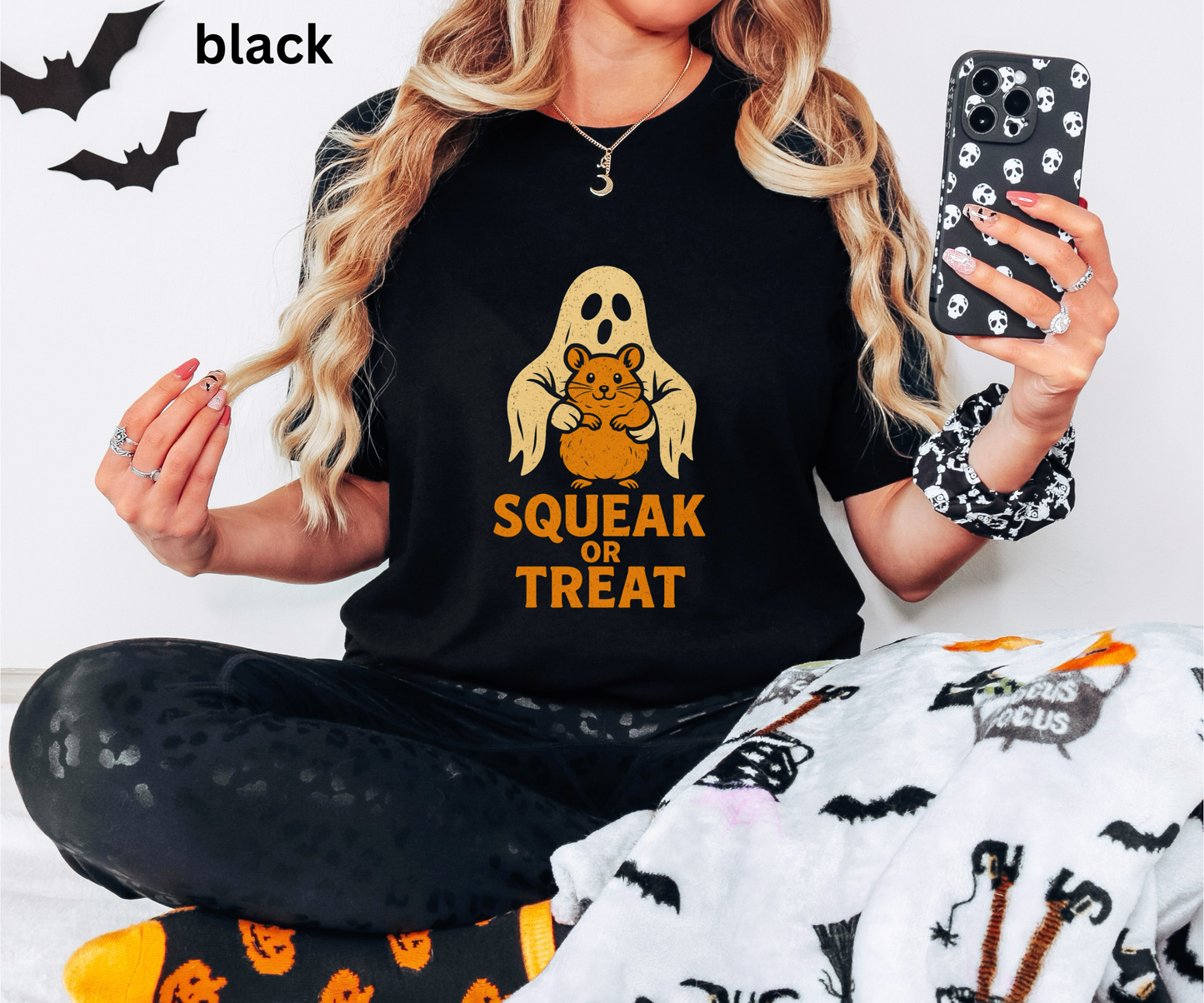 Creepy Cute Halloween T Shirt - Squeak or Treat, Funny Hamster Ghost Tee, Classic Halloween Party Gift, Retro design, Spooky season