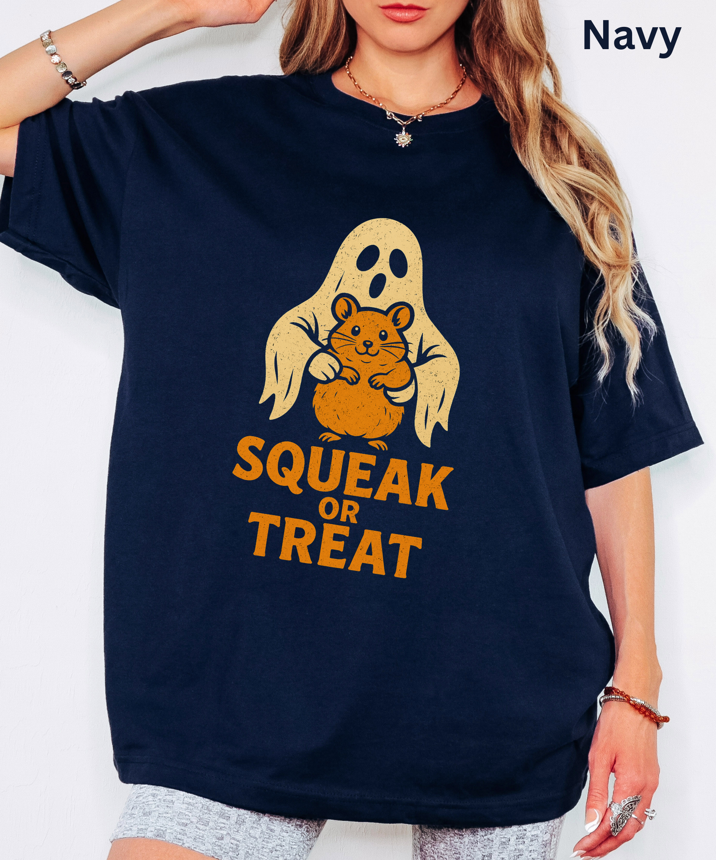 Creepy Cute Halloween T Shirt - Squeak or Treat, Funny Hamster Ghost Tee, Classic Halloween Party Gift, Retro design, Spooky season