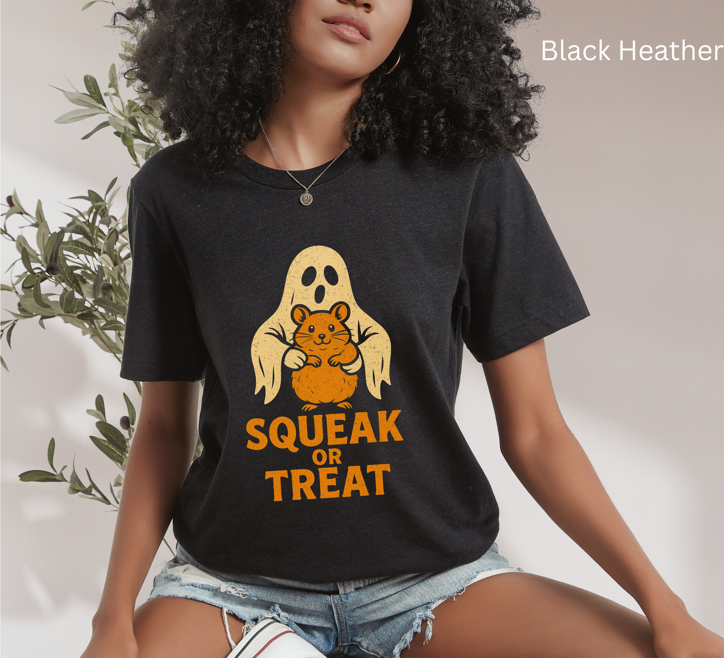 Creepy Cute Halloween T Shirt - Squeak or Treat, Funny Hamster Ghost Tee, Classic Halloween Party Gift, Retro design, Spooky season