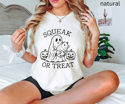 Squeak or Treat - Creepy Cute Halloween Ghost Guinea Pig Black illustration