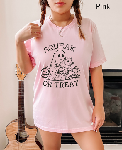 Squeak or Treat - Creepy Cute Halloween Ghost Guinea Pig Black illustration
