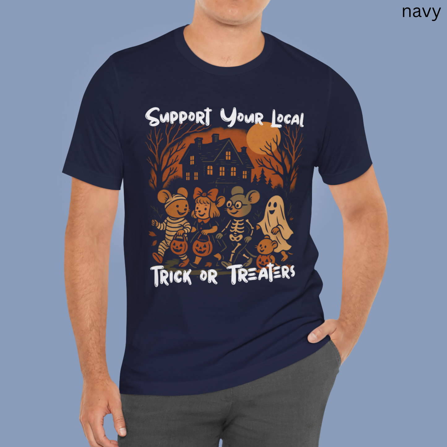 Support Your Local Trick or Treaters T Shirt - Vintage Halloween Graphic Tee, Spooky Retro, Fall Aesthetic, Haunted House Apparel
