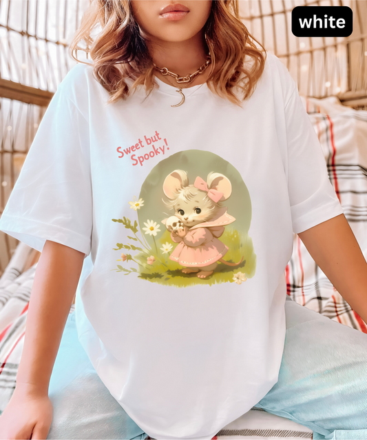 Sweet But Spooky Shirt - Cute Halloween Girly  Mouse, Pastel Goth Aesthetic Top, Vintage Cottagecore Halloween Tee, Kawaii Fall Gift