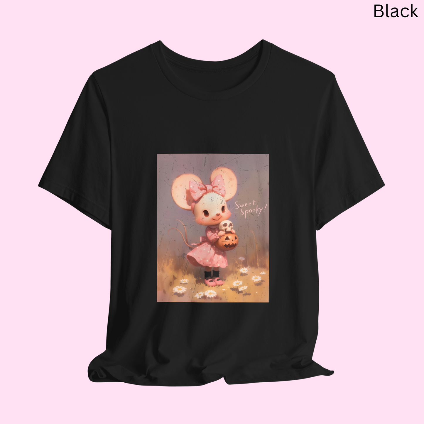Sweet Spooky Cute Mouse Girly Halloween T-Shirt - Pastel Gothic, Creepy Cute Tee, Spooky Aesthetic Top, Pink Halloween Graphic Gift, Horror