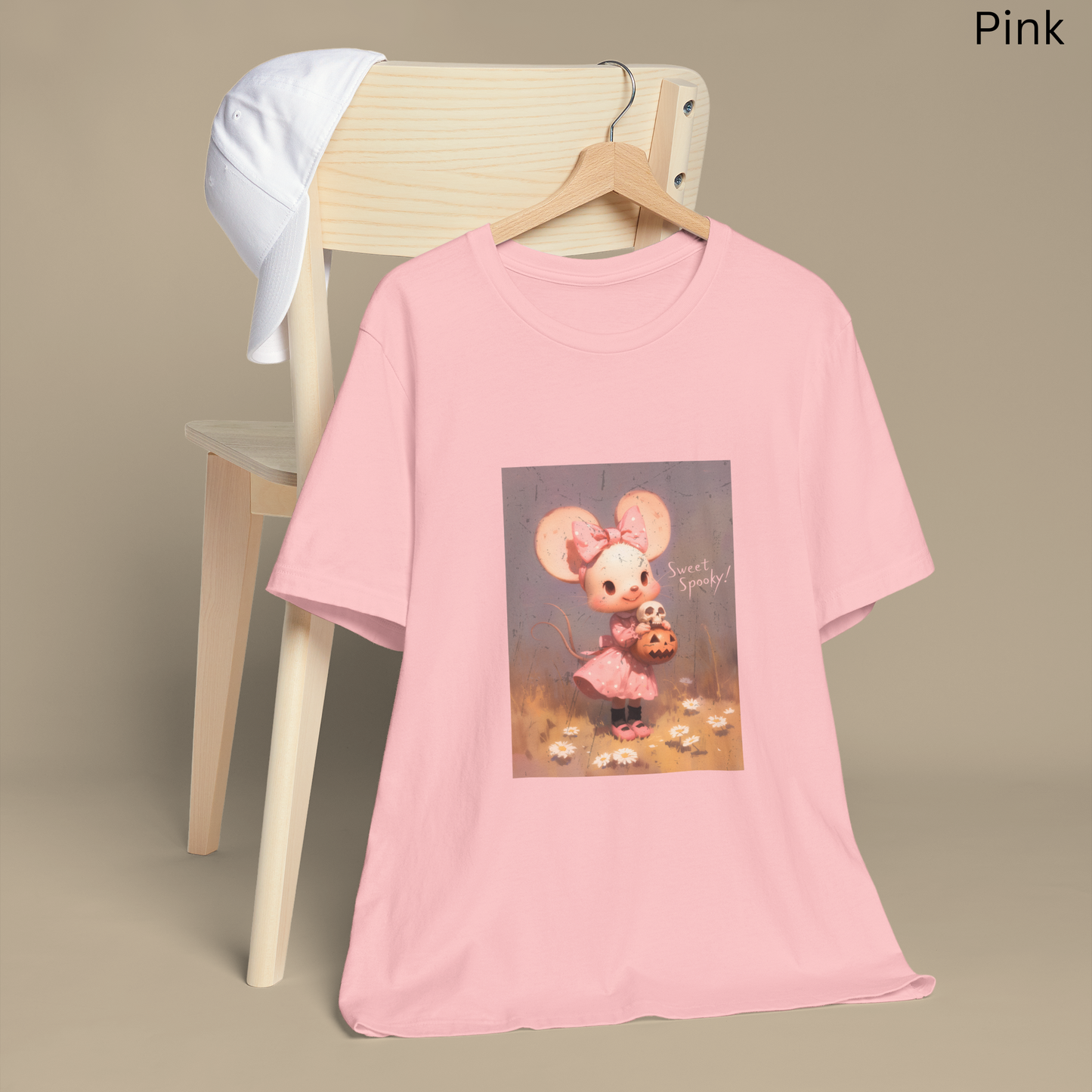 Sweet Spooky Cute Mouse Girly Halloween T-Shirt - Pastel Gothic, Creepy Cute Tee, Spooky Aesthetic Top, Pink Halloween Graphic Gift, Horror