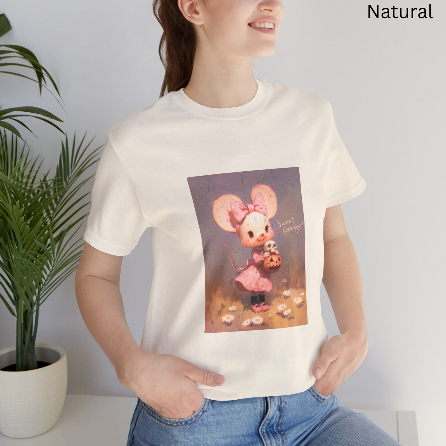 Sweet Spooky Cute Mouse Girly Halloween T-Shirt - Pastel Gothic, Creepy Cute Tee, Spooky Aesthetic Top, Pink Halloween Graphic Gift, Horror
