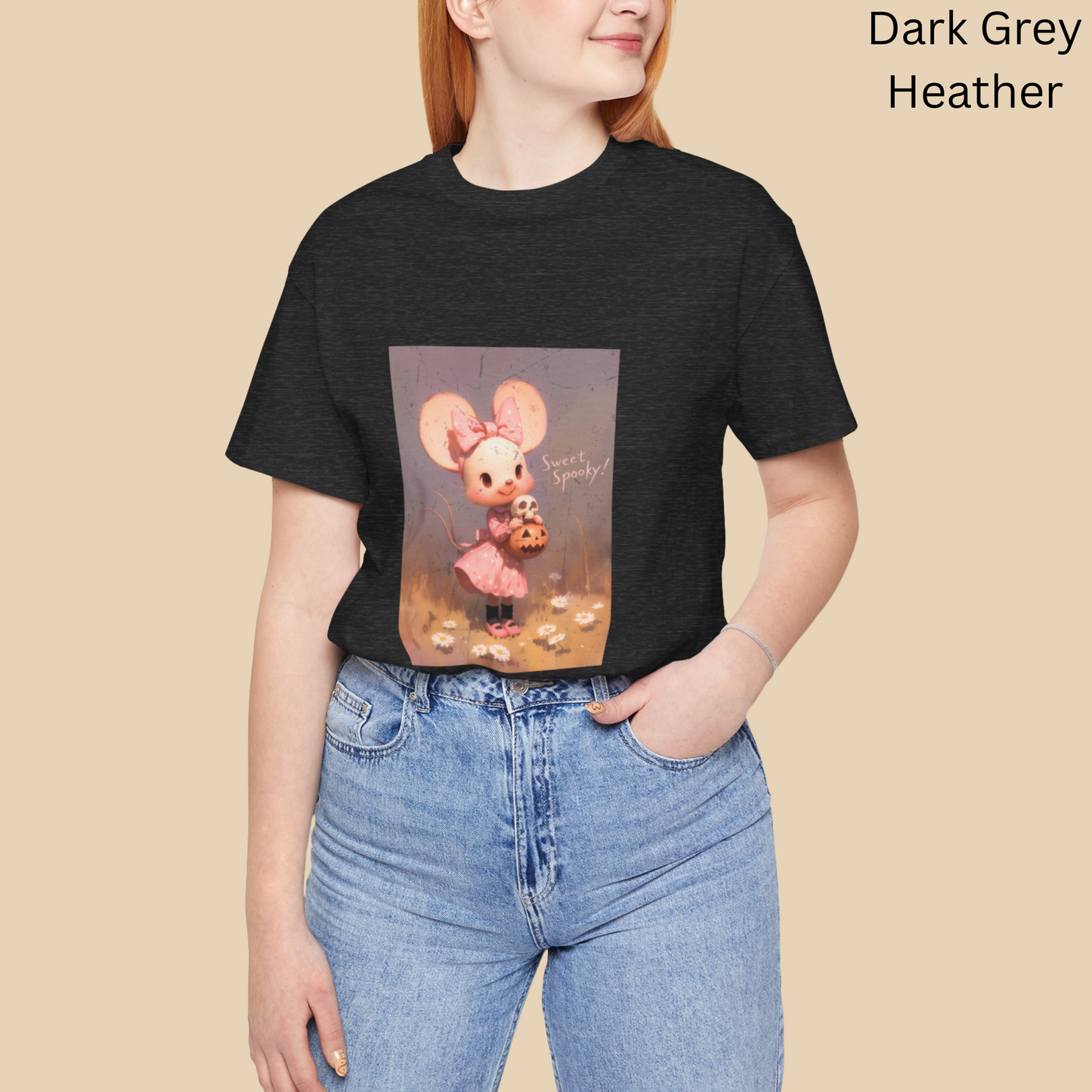 Sweet Spooky Cute Mouse Girly Halloween T-Shirt - Pastel Gothic, Creepy Cute Tee, Spooky Aesthetic Top, Pink Halloween Graphic Gift, Horror