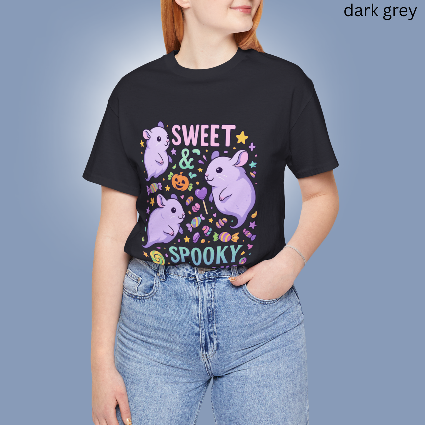 Sweet and Spooky Squeaks T Shirt - Kawaii Halloween Graphic Tee, Pastel Cute Pet Lover Gift, Rodent Apparel, Candy Aesthetic Fashion