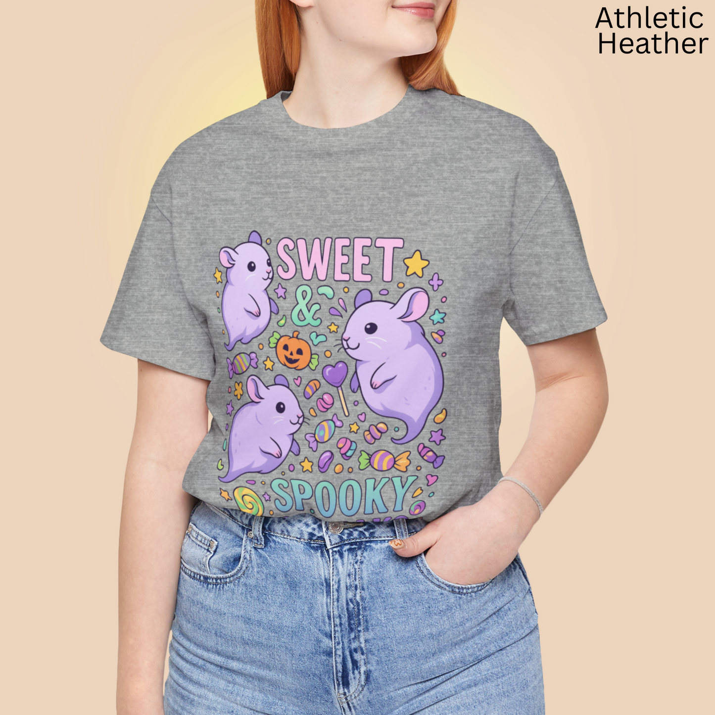 Sweet and Spooky Squeaks T Shirt - Kawaii Halloween Graphic Tee, Pastel Cute Pet Lover Gift, Rodent Apparel, Candy Aesthetic Fashion