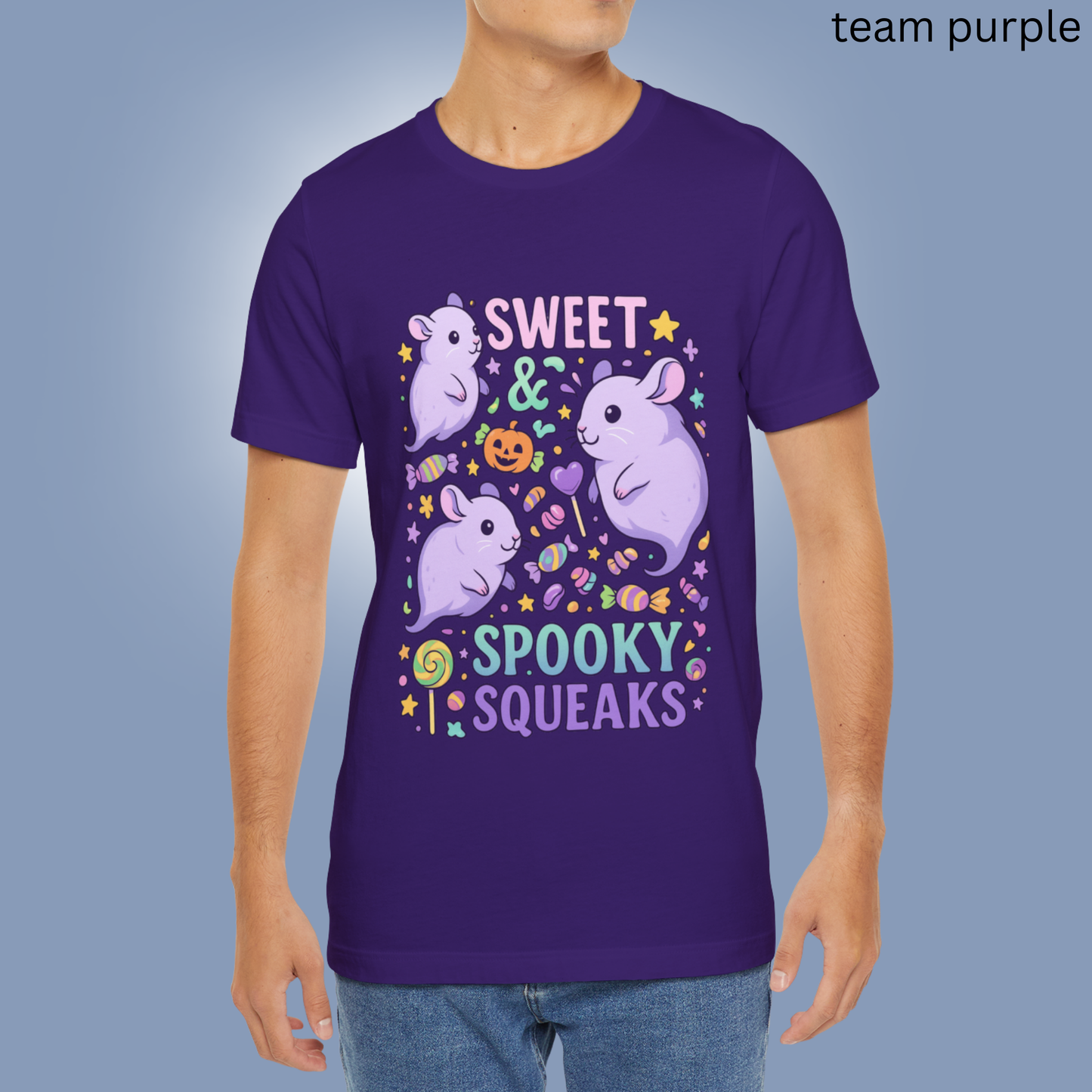 Sweet and Spooky Squeaks T Shirt - Kawaii Halloween Graphic Tee, Pastel Cute Pet Lover Gift, Rodent Apparel, Candy Aesthetic Fashion