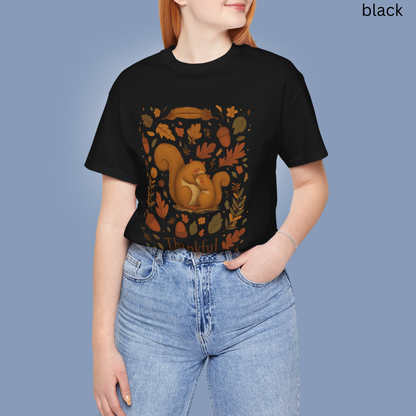 Thanksgiving Squirrel T Shirt - Fall Autumn Graphic Tee Woodland Animal Lover