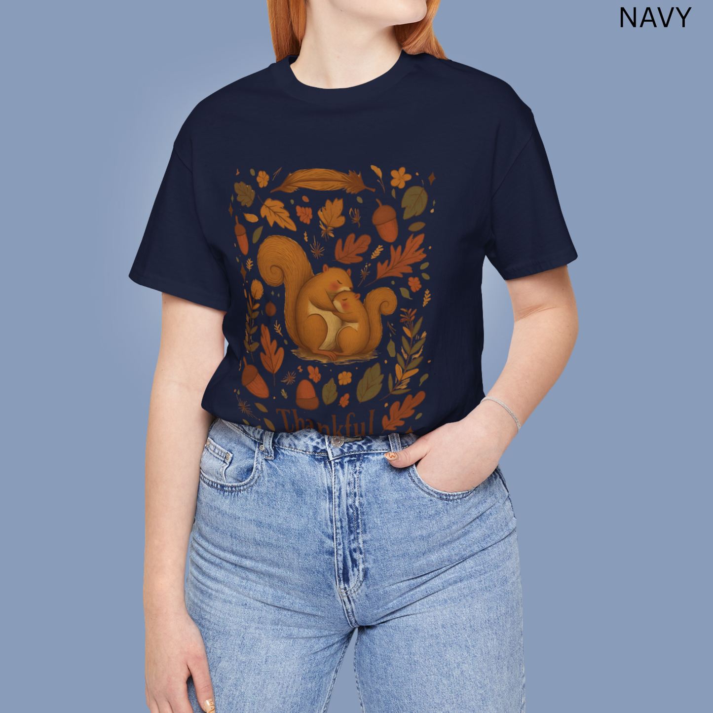 Thanksgiving Squirrel T Shirt Fall Autumn Graphic Tee Woodland Animal Lover Gift Cozy Nature Aesthetic Clothing