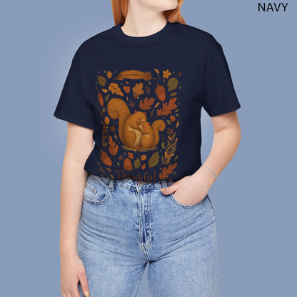 Thanksgiving Squirrel T Shirt - Fall Autumn Graphic Tee Woodland Animal Lover