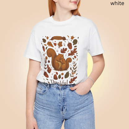 Thanksgiving Squirrel T Shirt - Fall Autumn Graphic Tee Woodland Animal Lover