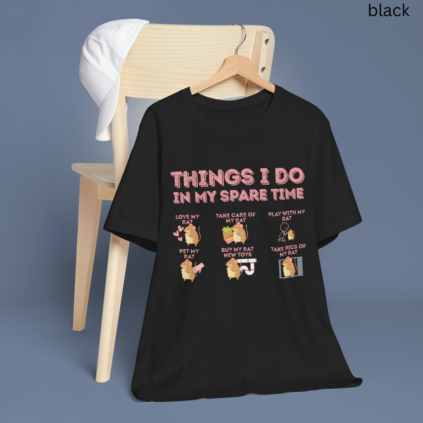 Pet Rat T-Shirt - Things I Do in My Spare Time, Graphic Tee Rat Owner Shirt, for Rodent Lovers, Rat Moms & Rat Dads