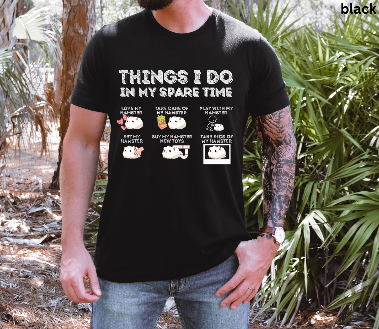 Funny Hamster T-Shirt - Things I Do in My Spare Time, Pet Lover Graphic Tee, Cute Animal Shirt Gift for Hamster Owners & Kids